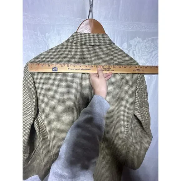 Vintage Burberrry London Sport Coat 43R Brown Tan Houndstooth Suit - Picture 13 of 15